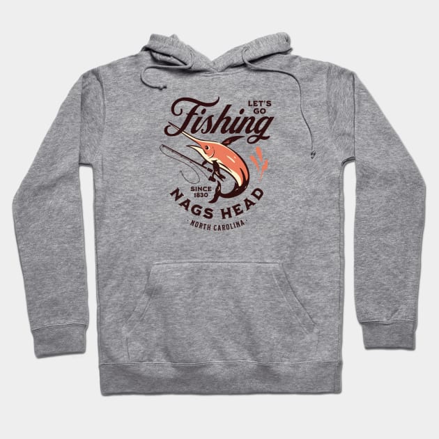 Nags Head, NC Fishing Summer Vacation Hoodie by Contentarama